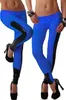 Pantalon sport contrasté pour femme Garniture en similicuir latéral Noir Stretch fitness Leggings slim jegging LC79538 cher-amant