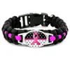 Mode Rosa Ribbon Charm Armband Bröstcancer Fighter Awareness Outdoor Wristbands Bangle för Women Men S Sport Smycken
