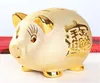 Porco de cerâmica Mealheiro Boa Fortuna Riqueza Asiático Feng Shui Ouro Ppiggy Money Bank