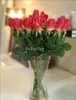 46cm Längd Artificial Rose Silk Hantverk Blommor Real Touch Rose Blommor Till Jul Bröllop Dekoration Tillbehör 6 Färg Gratis Frakt