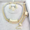 Toppkvalitet Bridal Halsband Armband Örhängen Ring Smycken Set Afrikanska Guldpläterade Charmiga Kostym Smycken Set