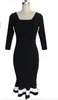 Atacado-Business vestido elegante trabalho Mermaid Escritório 3/4 Mulheres Moda Bainha Lápis preto Bodycon Feminino Vestido formal btyb navio livre