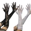 Cheap 3 Colors Long Lace Bridal Gloves About Elbow Length Full Finger Wedding Gloves White And Black Formal Party Long Glove240e