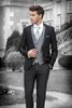 2016 Yeni Stil Damat Smokin Siyah Groomsmen Tepe Yaka Best Man Suit / Damat / Düğün / Balo / Akşam Yemeği Takımları (Ceket + Pantolon + Kravat + Yelek) K493