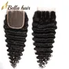 Bella Hair® 8A Lace Closure with Hair Bundles Brazilian Weave Weft Black Color Deep Wave Extensions Full Head