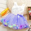 Summer Toddler Girls Dress Rose Flower Colorful petals Gauze Baby Tutu Dresses Sleeveless Kids Vest Princess Dress 2015 Costumes TR101