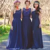 Country Bridesmaid Dresses 2016 New Long For Wedding Chiffon Royal Blue Lace Illusion Party Cheap Maid Honor Bridesmaids Dress Under 100