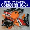 Injection Molding + Free cowl for HONDA CBR 600RR fairings 2003 2004 orange red 03 04 CBR600RR ABS fairing set LR4T