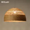 Willlustr bamboo pendant lamp dinning living room suspension light handmade hollowed-out bamboo work hotel restaurant kitchen hang lighting