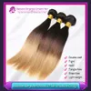 3トーンオムレ色の人間の髪の織りストレート1B 4 27ペルーの髪の伸びが黒から茶色へのブラックからブロンドブラジルの人間の髪の束