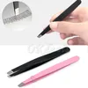 Whole1 PCS Professionella rostfritt stål Lutande spetsens hårborttagning Ögonbryn pincezer Makeup Tool Pink Color1633704