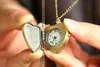 Оптовая продажа 100 шт./лот золотой снитч карманные часы сердце ожерелье с цепи античный карманный брелок часы PW022