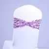 100pcs/lot Spandex Bands Sequins Bow Elastic Fabric Wedding Chair Sashes Banquet Decor Chair Ties with Sequins Celebration Party Supply