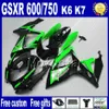 Conjunto de feiras de plástico 7Gifts para Suzuki 2006 2007 GSXR 600 750 Green Black Abs Body Kits GSXR600 GSXR750 06 07 K6 VD2