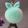 Kvinnor fuzzy kanin öra nyckelring mode faux kanin päls keyfobs hoder charms väska nyckelring fluffig pompom nyckelringar bil hänge kimter-d316q a