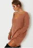 Women Autumn V-neck Sweater Dresses Casual Loose Tops Dress Sexy Spring Clothing