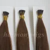 Pre bonded brasileiro eu ponta extensões de cabelo humano 50g 50 vertentes 18 20 22 24 polegadas # 6 / médio marrom produtos de cabelo indiano