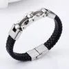 GNAYY neues Angebot, Edelstahl-Silberarmband mit Kristallen, Echtleder-Armreif, groß, 15 mm, 8,66 Zoll, 47 g Gewicht, Geschenke