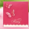 50 PCS Wedding Invitations Butterfly Style Fancy Design Invitation Card Folded Champagne Color Free Customized and Printing