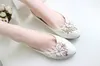 Ivory Flower Wedding Shoes Lace Handmade 2015 Bridal Shoes Cheap Custom Made Heel Height Flat Women Shoes for Wedding Bridesmaid Shoes