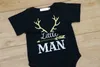 "Little Man" Brief Drucken Ins Kids Black Strampler Baby Infant Jungen Mädchen Hirsch Bodysuit Strampler Overall Outfits Weihnachten Baby Cartoon Strampler