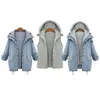 Women's Jackets Wholesale- 2021 Women Casual Knitted Jeans Jacket Two Piece Set Denim Hooded Oversized Coat Outwear Plus Size1