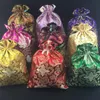 Luxury Extra Large Chinese Silk Brocade Gift Bag Drawstring Jewelry Cosmetic Pouch Lavender Reusable Packaging Bags with Lined 27x20cm 10pcs