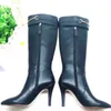 Luxe 9.5CM chaussures à talons hauts pour femmes hiver cheville bottes au genou dame vache bottes en cuir Sz35-41