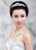 I lager White Rose Pearl Bridal Jewelry Sets NeckaceeArringStiaras Crowns Rhinestones Wedding Accessories6493067