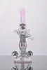 PINK glass bong hookahs two recycler function dome nail bowl piece bubber water pipe oil rigs dabber