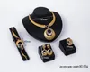Kristal Gelinlik Aksesuarları Kostüm Kadınlar Partisi 18 K Altın Kaplama Afrika Boncuk Kolye Bileklik Küpe Yüzük Takı Setleri