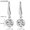 Real Solid 925 Sterling Silver Wedding Engagement Earring 2Ct Princess Cut Created Diamond Jewelry Wholesale Free Shipping