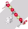 Christmas Gift Fashion Jewellery Bracelets Snowflake Santa Claus Bell Imitation Pearl Beads Charm Bracelet Hand Chain