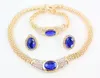 Afrikanska smycken sätter mode 18k guldpläterad kristall pärla hängsmycke halsband örhängen armband bröllopsfest 4 färger väljer