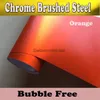 Chrome geborsteld vinyl oranje aluminium vinylcar wikkel vinyllucht release filmboot / voertuig wraps covers film maat 1.52x20m / roll