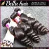 100 non transformés cheveux malaisiens armure 3pcslot couleur noire naturelle trame de cheveux humains ondulés vague lâche Bella Hair6510930