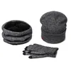 Un ensemble de chapeaux d'hiver pour hommes et femmes, écharpes, gants, chapeau tricoté en coton, ensemble écharpe pour hommes et femmes, accessoires d'hiver, 3 pièces