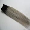 Ombre brasileiro cabelo liso ombre cabelo cinza weave 100g 1 pcs t1b / cinza não-remy cabelo cinza tecer