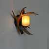 Retro northern American Resin Antlers one Head Wall Lights Rural Restaurant Glass Shade Bar Counter balcony Wall Lights