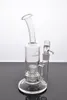 Senaste Clear Thick Glass Bong 2 Funktion Recycler Oil Rigs Glass Bong Water Pipe Populära rökrör Krok och ört Bowl Mobius Loggo