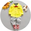 Barnkläder Set Barn kostym Boys Outfit Bow Slipsskjorta + Stripe Casual Pants Toddler Nyfödd uppsättning Baby Wear LH09