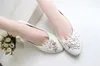 Ivory Flower Wedding Shoes Lace Handmade 2015 Bridal Shoes Cheap Custom Made Heel Height Flat Women Shoes for Wedding Bridesmaid Shoes