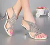 Open Toe 3 pollici Sandali estivi sexy con tacco alto Argento strass Abito da sposa Scarpe Moda donna Slingback Scarpe da sposa221D