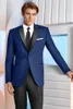 Mode Royal Blue Tuxedos Slim Fit Costumes De Mariage Pour Hommes Un Bouton Marié Porter Trois Pièces Costume Formel Pas Cher (Veste + Pantalon + Gilet + Noeud Papillon)
