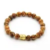 Partihandel Hot Sale Mäns Beaded Guldpläterad Buddha Sträcka Armband, Bild Jasper Stenpärlor Yoga Smycken