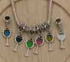 45pcs /lots Enamel Wine Glass Goblet Drink Alloy Dangle Charms Bead fit European Bracelets 32 x 9mm DIY Accessories