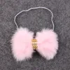 50pcs New Baby Rabbit Fur bow Headband for Infant Girl Hair Accessories Elegant FUR bows clip hair band Newborn Photography Prop YM6105