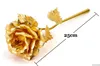 Malzemeler Kaplama 24K Golden Gül Çiçeği Sevgililer Günü Doğum Günü Hediyesi Gelin Düğün Buket Altın Mavi Kırmızı Mor Çanta + Kutu Damla Shi