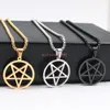 XMAS Gifts Choose Punk Trendy 3mm 24 inch Square Rolo Chain Stainless Steel 30mm jewish Wicca Inverted Pentagram religion Pendant necklace