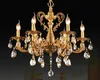 6L D620mm H580mm Bronze Finished Brass Crystal Chandelier Lighting Luxurious Brass Crystal Lamp Lustre Suspension Light